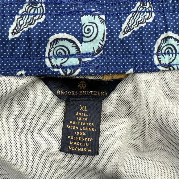Brooks Brothers Swim Trunks Mens XL Blue Sea Shell Starfish Polyester Mesh Lined - Picture 3 of 7